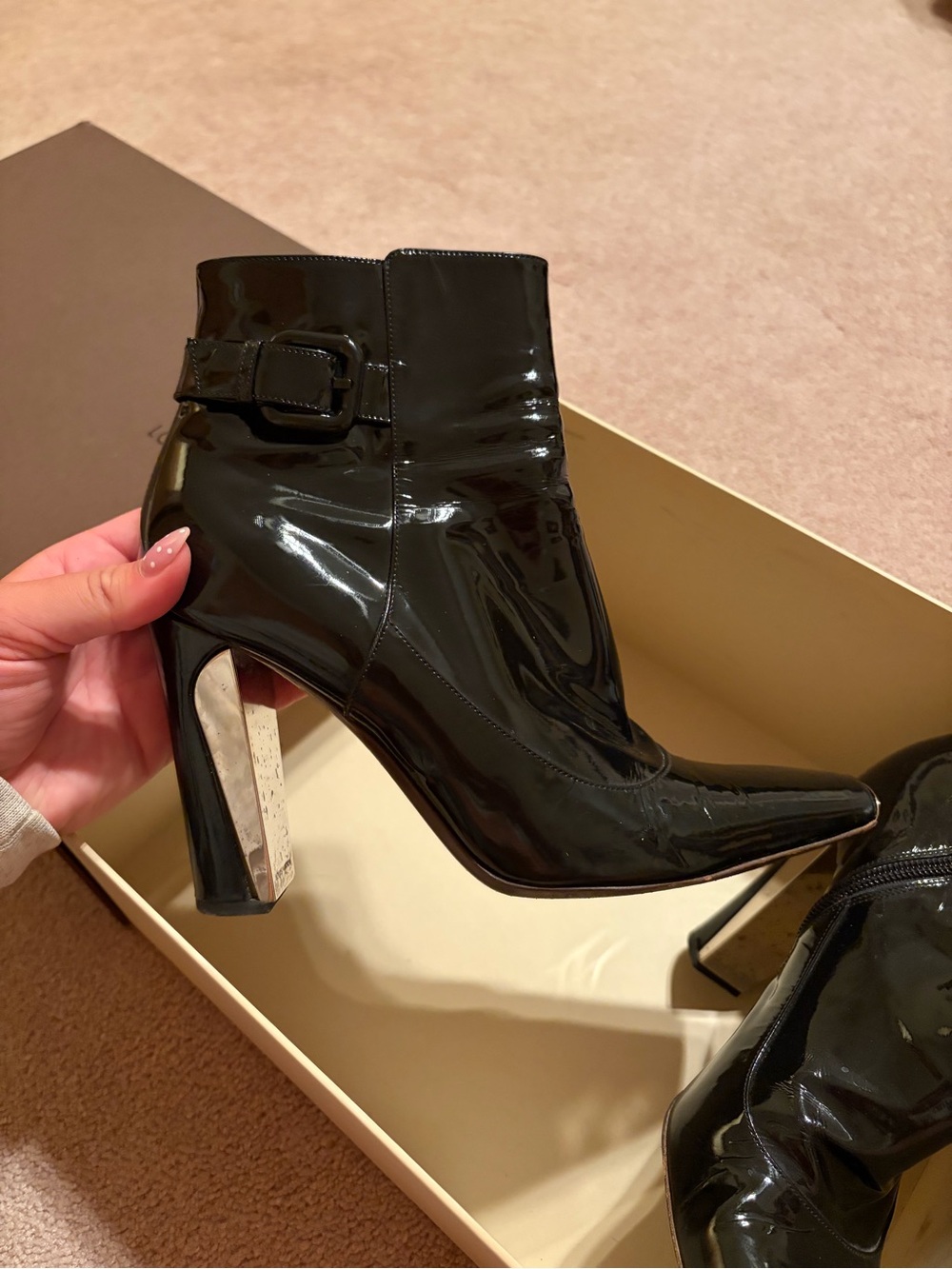 Louis Vuitton Black Leather Booties with Buckle